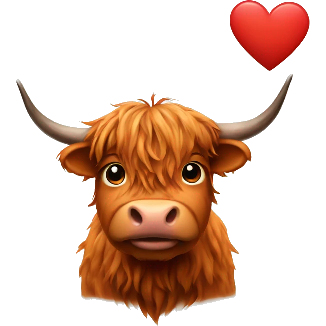 highlandcow with heart emoji