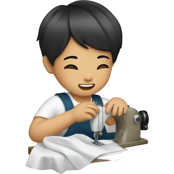 asian kid sewing  emoji