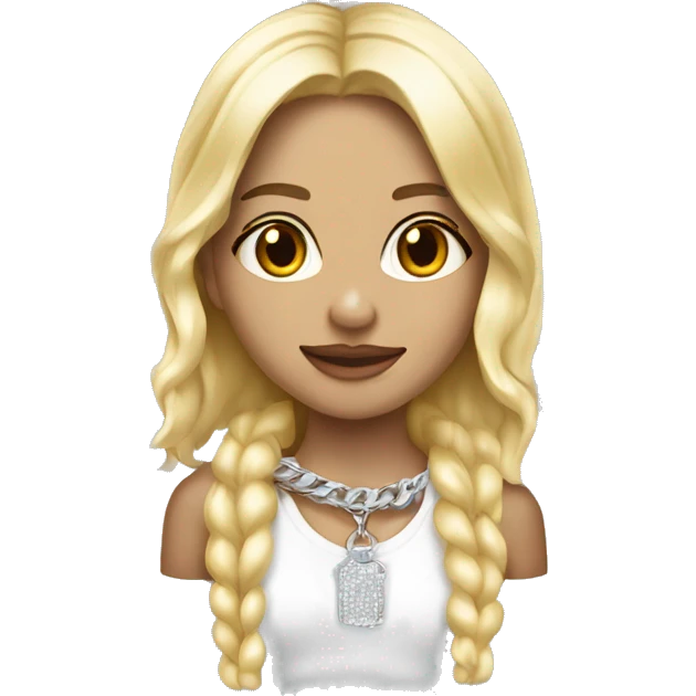 a beautiful blonde girl with iced out chains, full body emoji