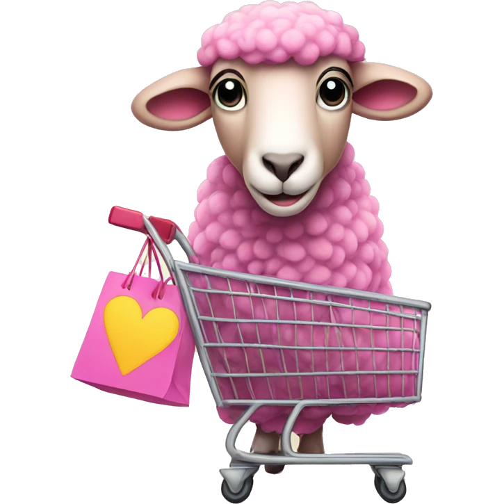 pink sheep with shopping bags  emoji