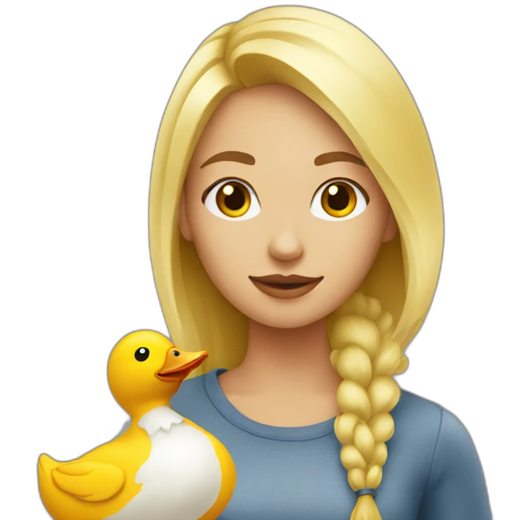 Blonde girl with duck emoji