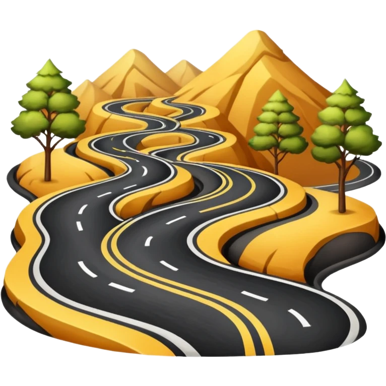 road trip, winding road and sun emoji