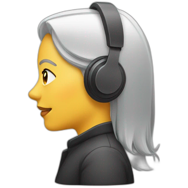 front profile of an emoji wearing an earpiece, women cocation  emoji