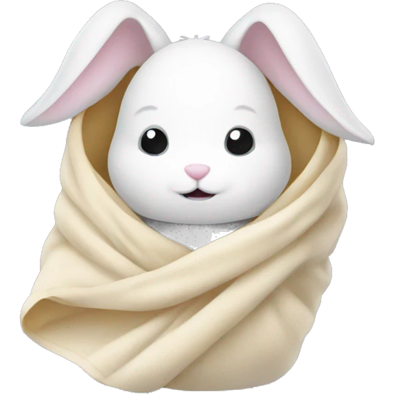 White bunny wrapped in a blanket emoji