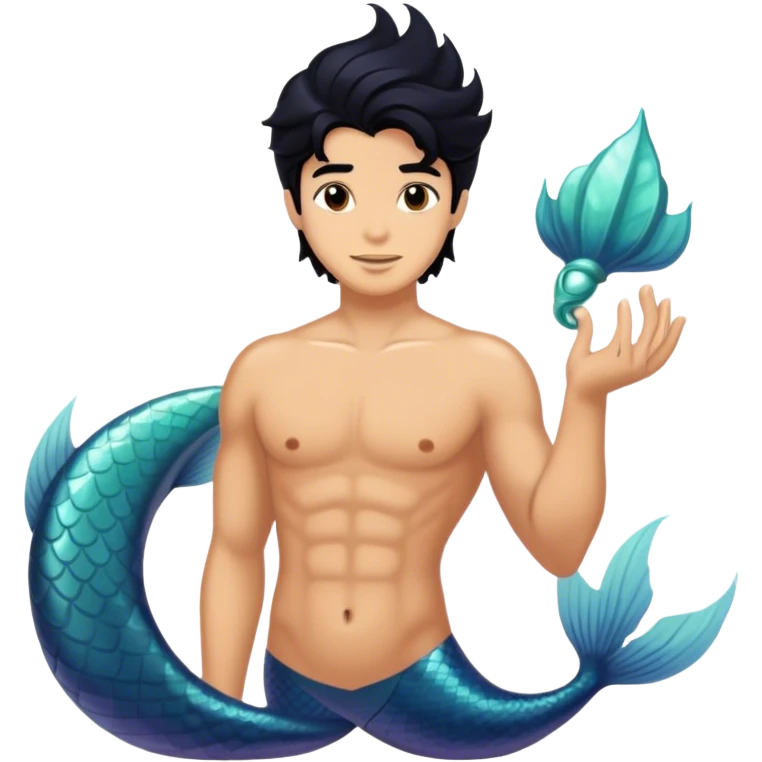 Black hair Merman emoji