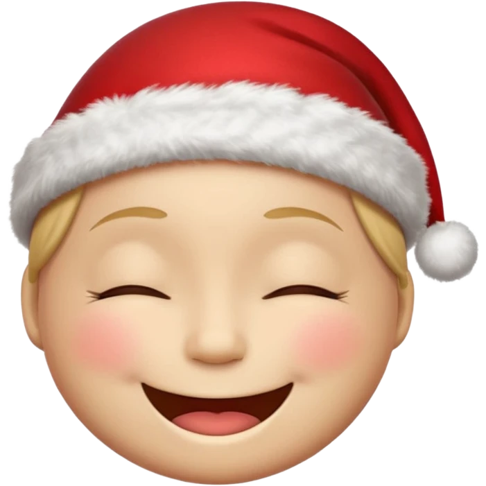 Smiley face smiles with closed eyes in a red Christmas hat emoji