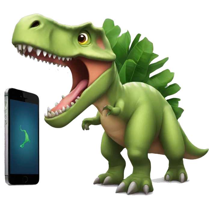 a dinosaur with an iphone emoji