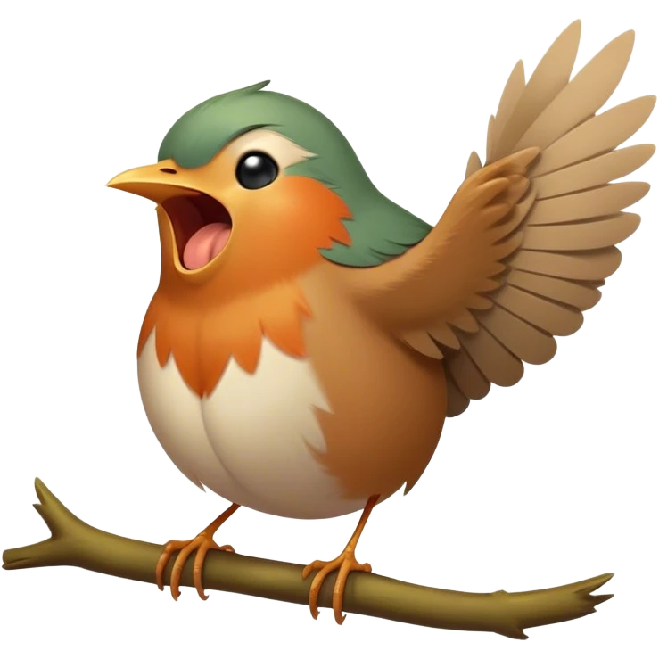 Cinematic Cute Yawning Robin Portrait Emoji, Head tilted slightly with a dramatic, wide-open yawn, showcasing a small, softly feathered body with gently drooping wings and sleepy, half-closed eyes, Simplified yet irresistibly adorable features, highly detailed, glowing with a soft, cozy glow, high shine, relaxed yet expressive, stylized with a dash of whimsical woodland charm, soft glowing outline, capturing the essence of a drowsy yet affectionate robin that appears ready to stretch out for a nap! emoji
