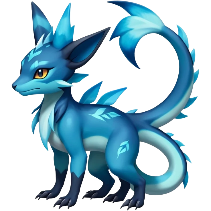 Colorful Dark Shiny Exotic Salandit-Aurorus-Glaceon-Fakémon-hybrid-creature (full body)  emoji