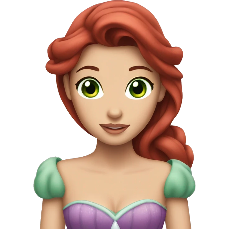princess ariel with brown hair and green eyes emoji