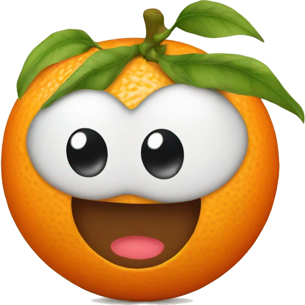Orange with cute face emoji