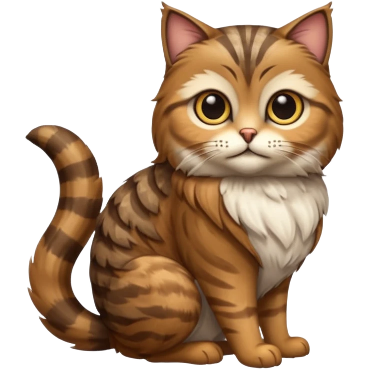 A animal with a Owl body brown tabby cat head and tail emoji