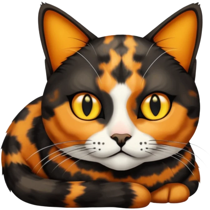 Tourtish color cat black with yellow eyes loafing emoji