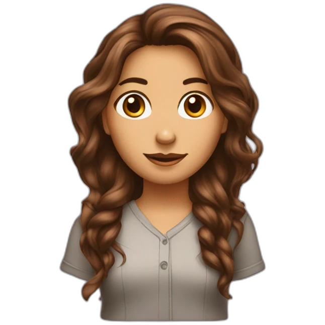 Fille cheveux maron longt méchante emoji