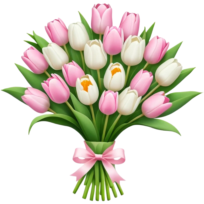 Pink flower bouquet with white tulips emoji