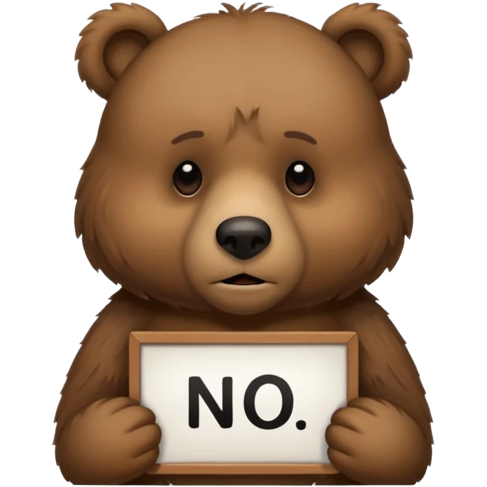 bear with sign in hand that says “no ai😢” emoji
