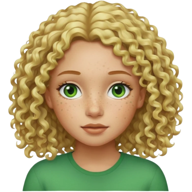 girl with light skin light curly blonde hair freckles and green eyes  emoji
