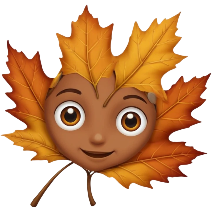 single comic dryleaf with eyes and a smile in brown less face emoji