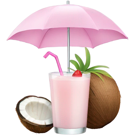 coconut drink with light pink umbrella emoji