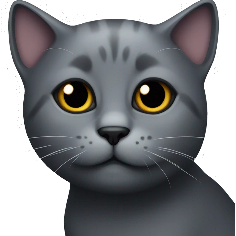 Dark grey cat with black eyes emoji