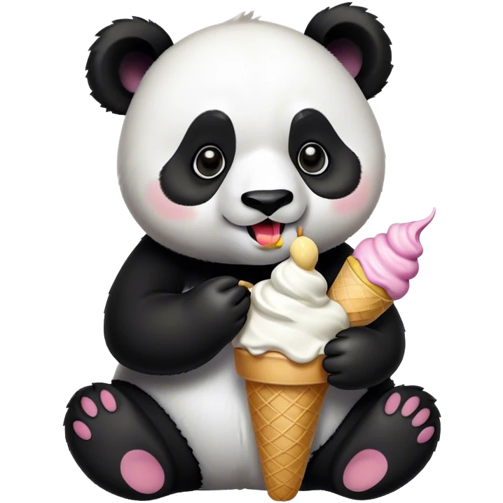 Panda eating ice cream emoji