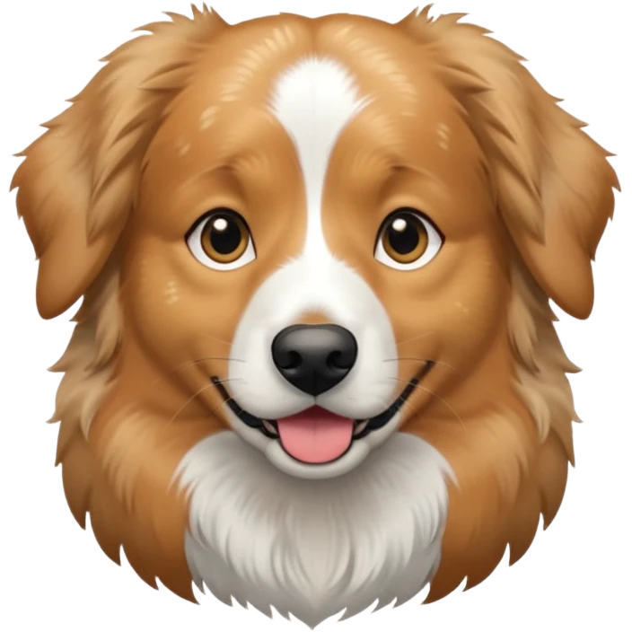 Australian Shepherd golden retriever tan eyebrows  black and speckled grey fur on chest.  emoji