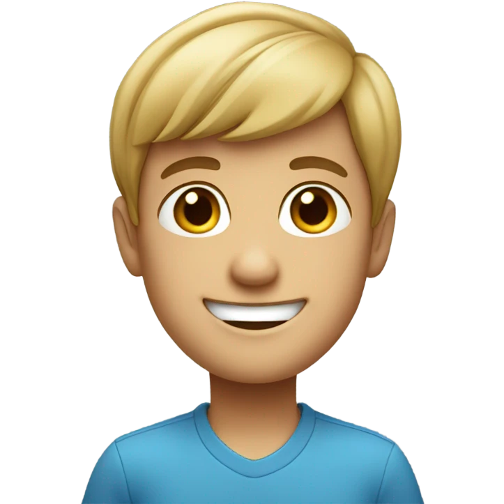 Smile boy indoors in blue shirt emoji