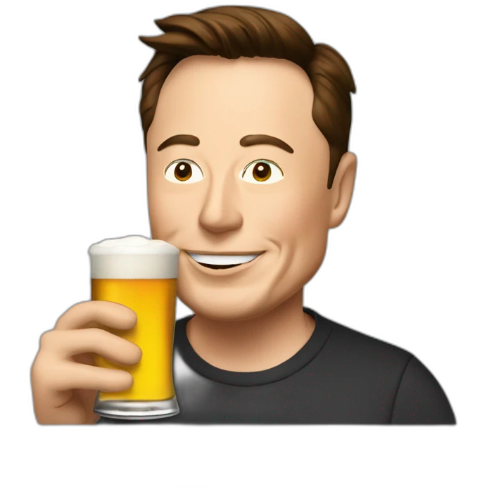 Elon Musk qui bois une bière emoji