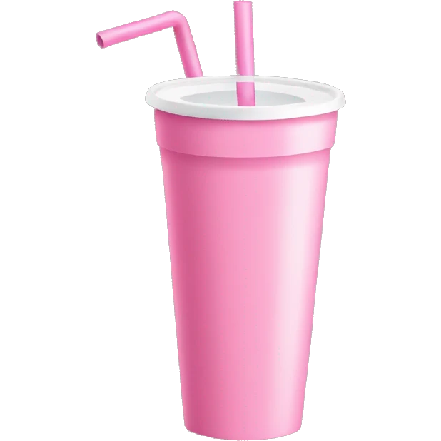 tall pink cup with handle and straw emoji