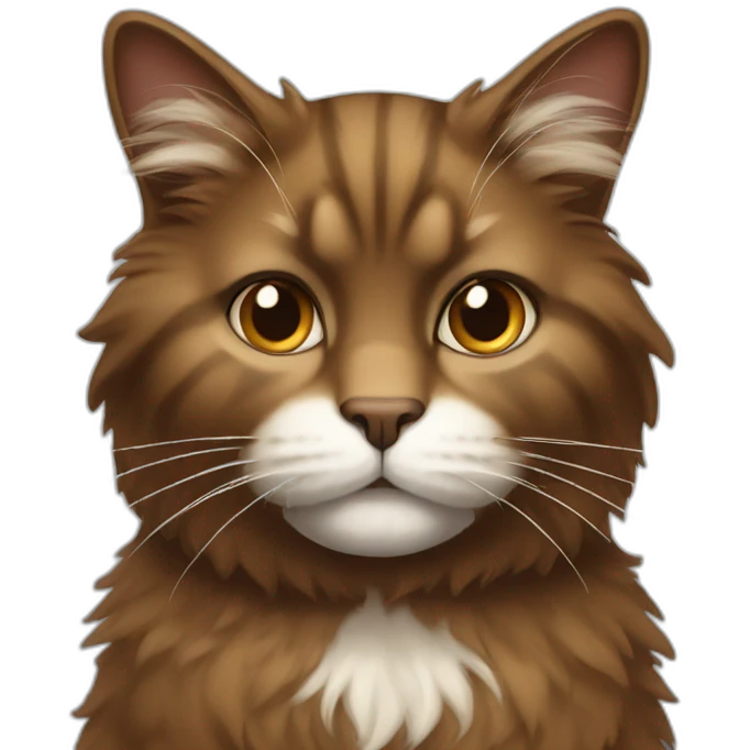 strict brown fluffy cat with a white muzzle completely emoji