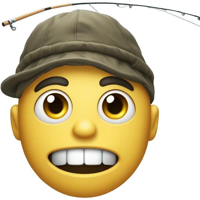 Fish catching human on fishing rod emoji