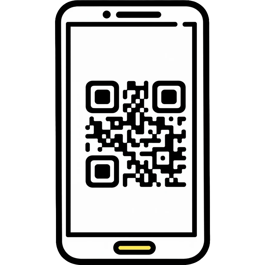 smartphone with QR code displayed on screen emoji