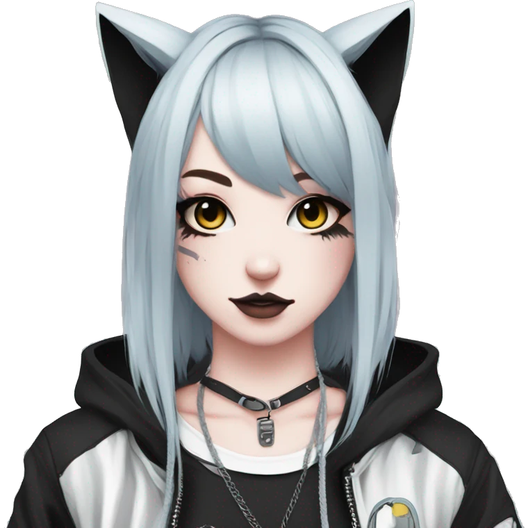 Edgy Kawaii Cute Cool Cartoon Anime Punk Techwear Gothic Catgirl emoji