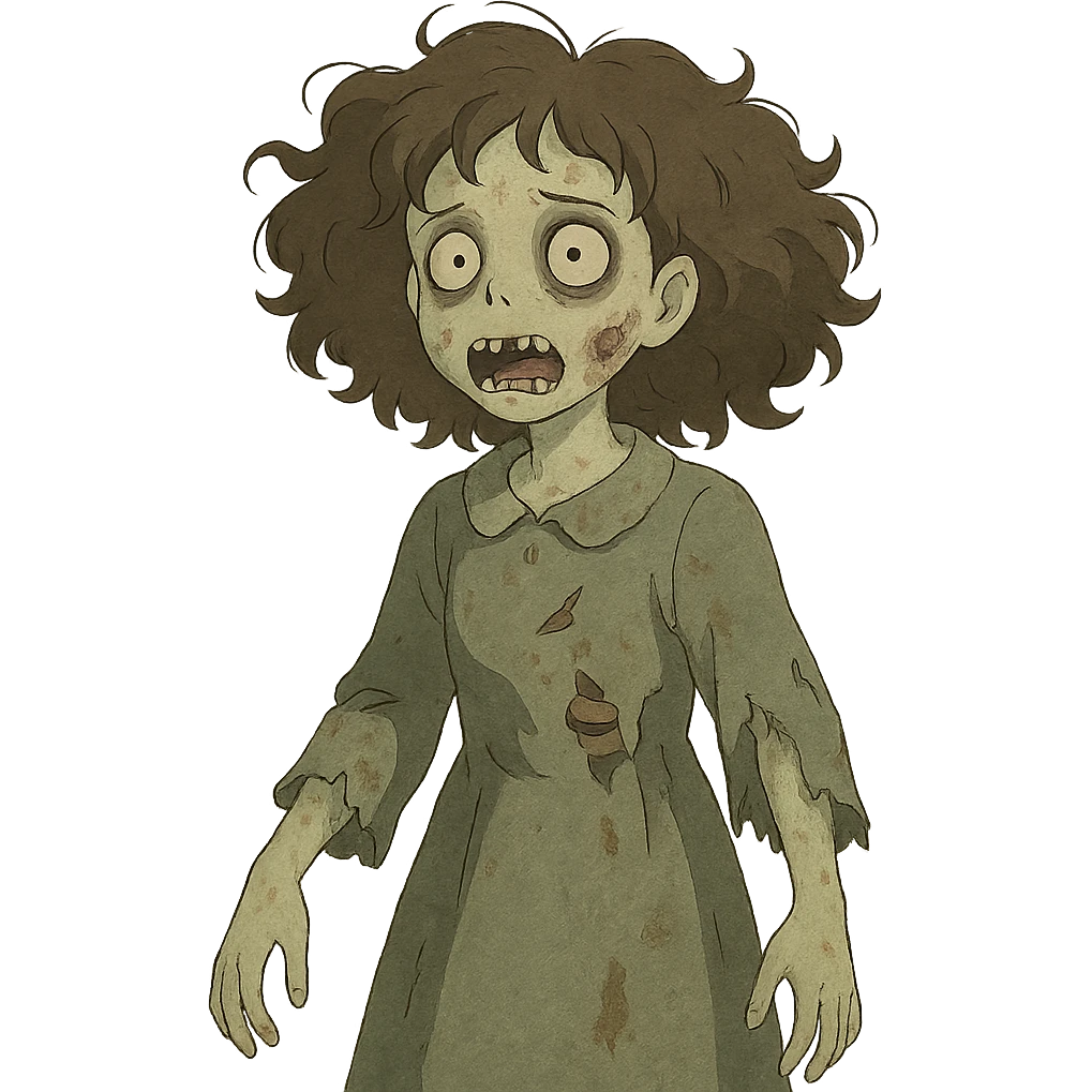 zombie girl with curly hair emoji