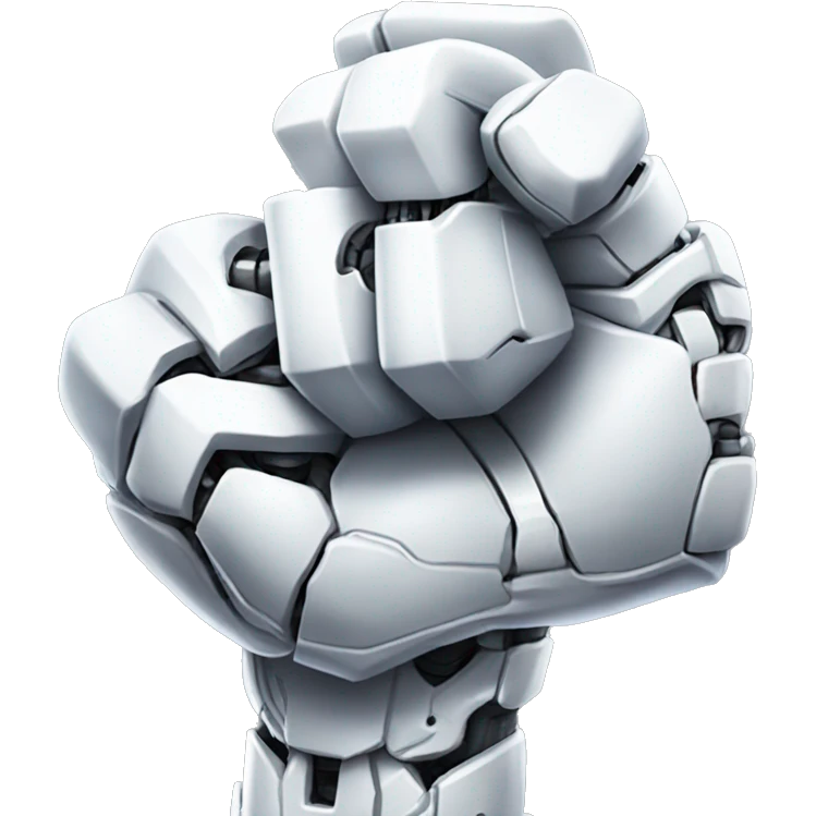 Flexing white mechanical cyborg bicep emoji