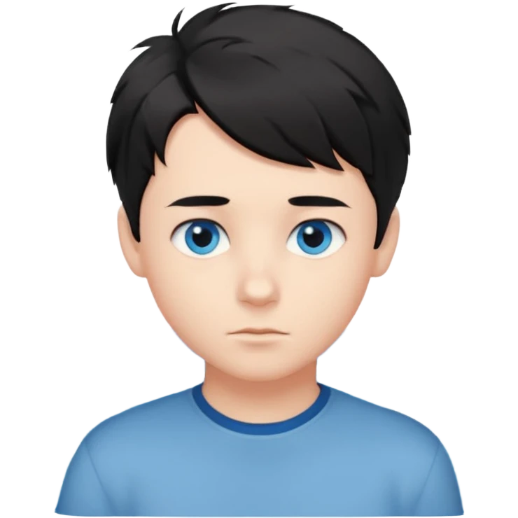 boy with short black hair, ocean air, perfectionist emoji