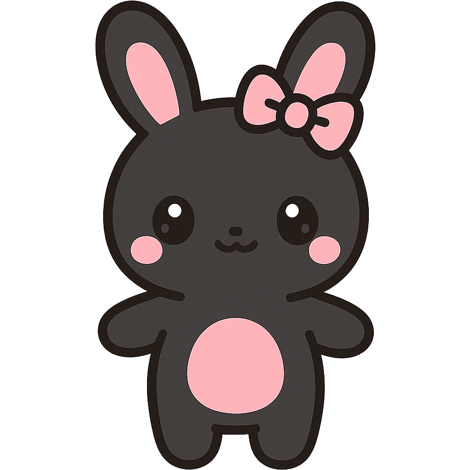 gothic bunny, black and pink, kawaii style emoji