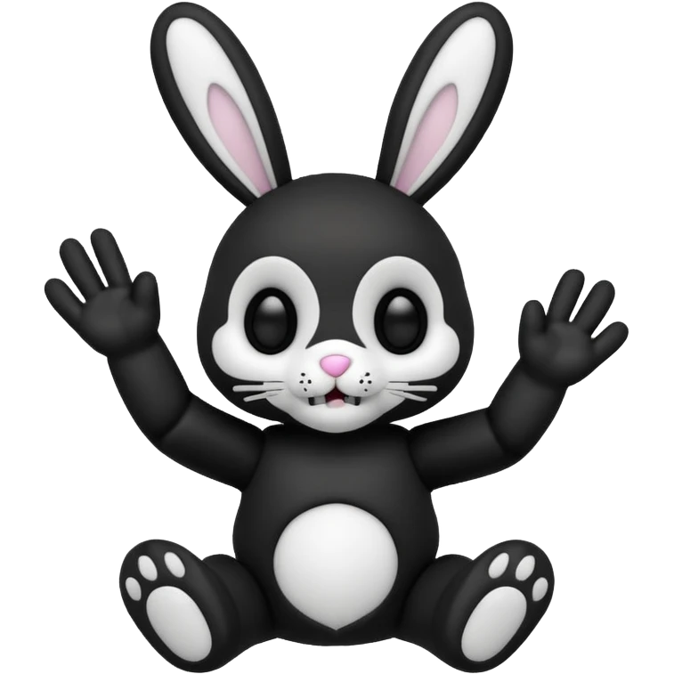 Emoji pour twitch d'une peluche lapin squelette noir qui dit bonjour emoji