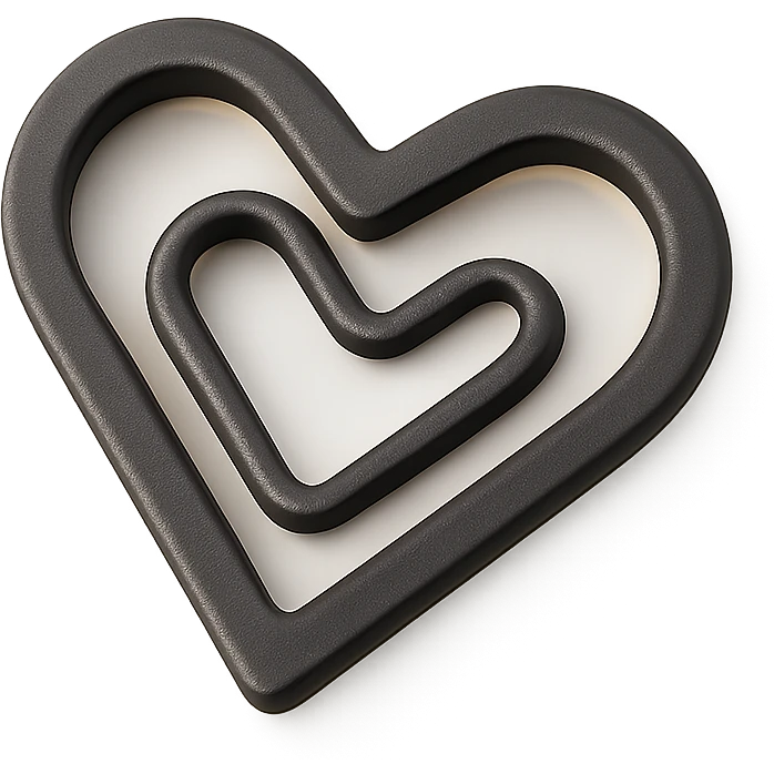 a paper clip in the shape of a heart in 3D black style emoji