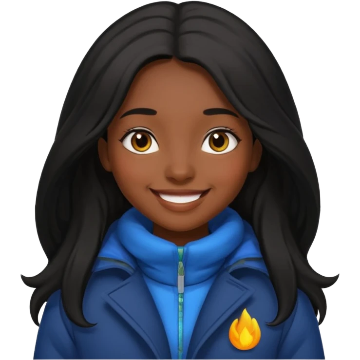 Siyah uzun saçlı ceket giyen esmerimsi kız emoji