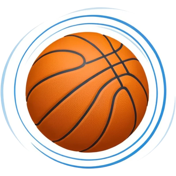 basketball airball emoji, basketball missing the hoop, dynamic motion lines, expressive emoji