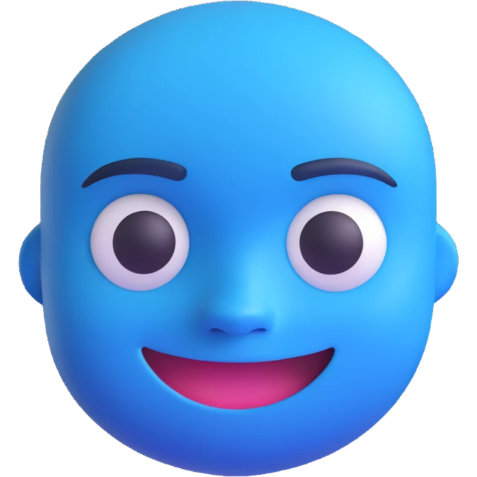 blue emoji face with a strong jawline emoji