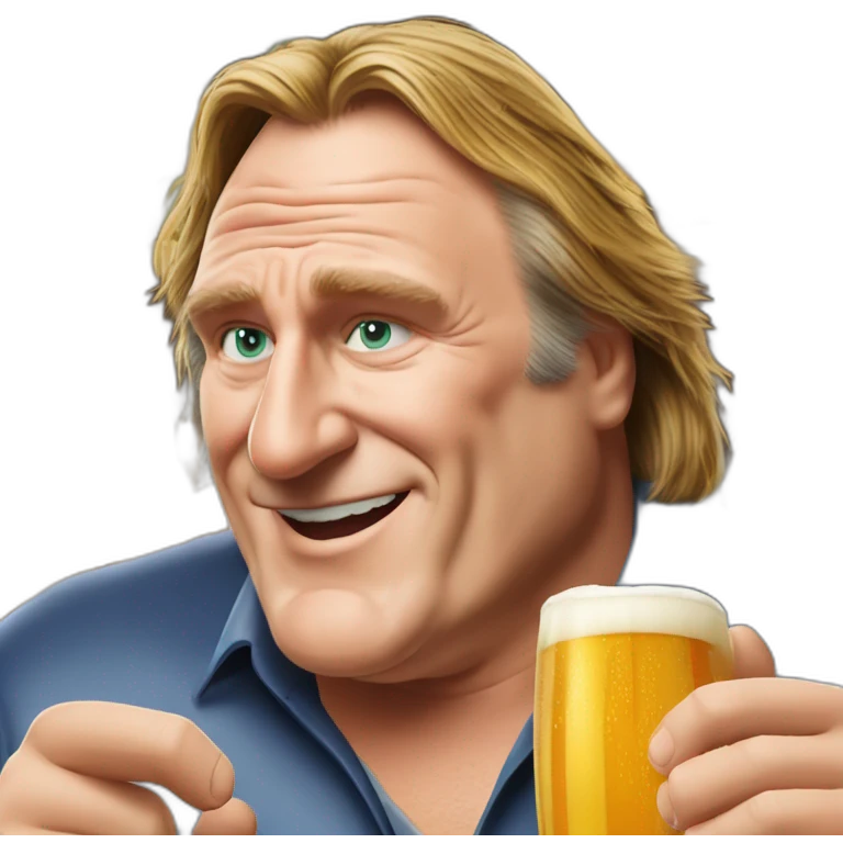 Gérard Depardieu buvant une bière emoji