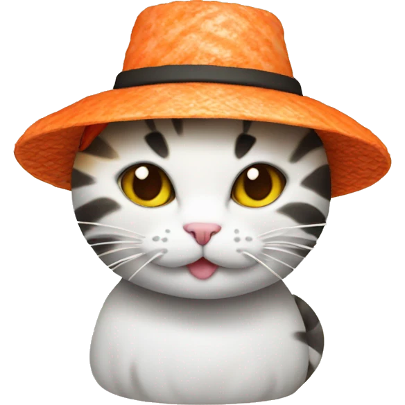 cat wearing a hat made out of sushi emoji