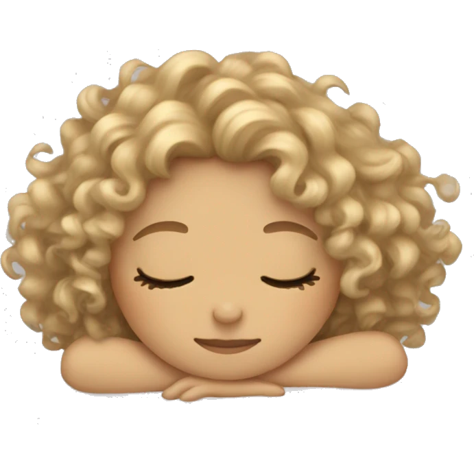 Light colored curly hair girl sleeping emoji