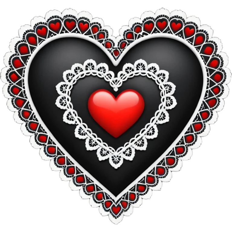 emo heart with a black lace border emoji