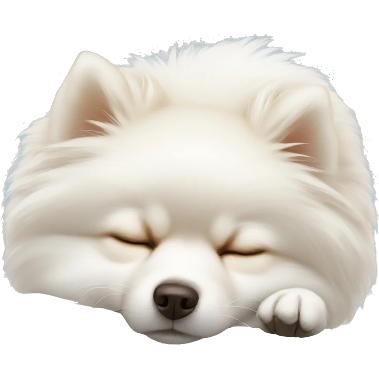 Sleeping white pomeranian emoji