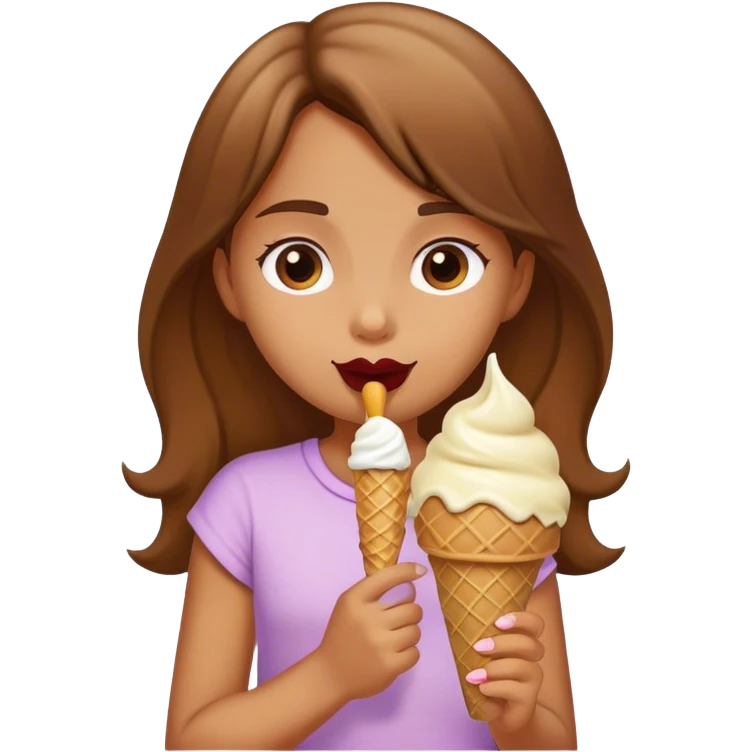 A Girl eats an ice cream emoji