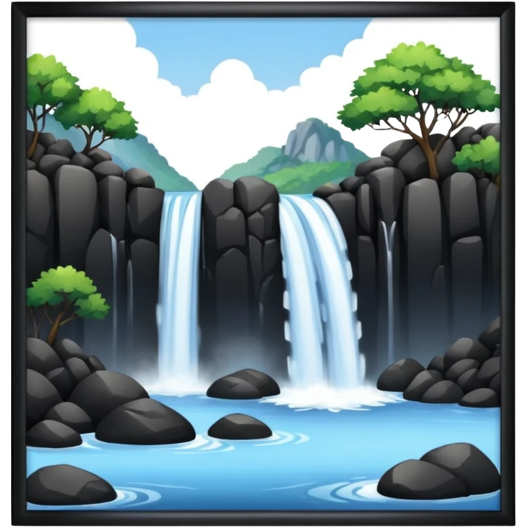 black rocks water fall  emoji