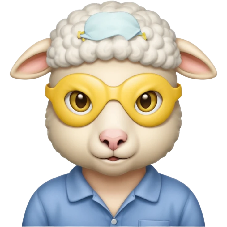 a sheep with yellow sleep mask and wearing shirt emoji